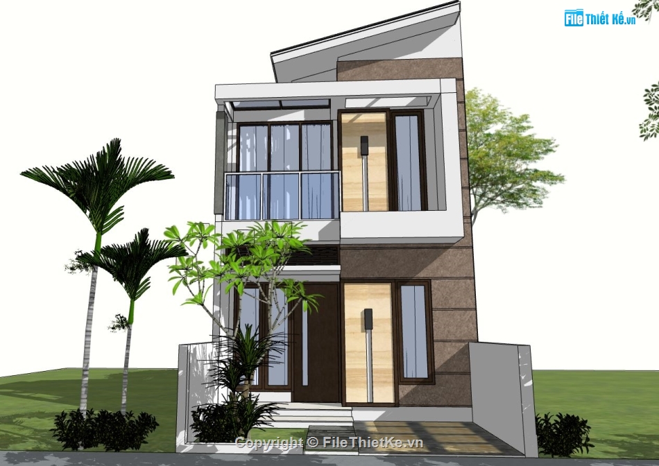 nhà phố đẹp,thiết kế nhà phố 2 tầng,mẫu sketchup nhà phố 2 tầng