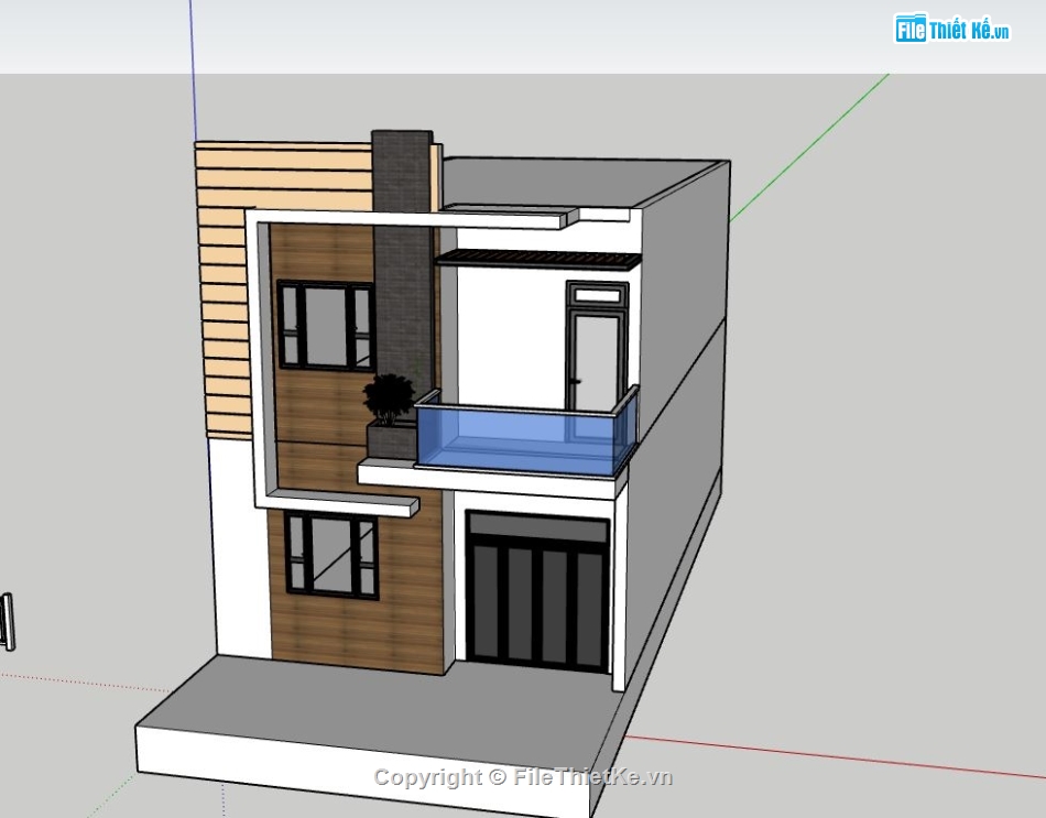 nhà phố 2 tầng,file sketchup nhà phố,phối cảnh nhà phố