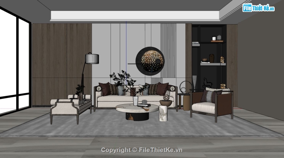 Phòng khách 3D sketchup,mẫu phòng khách hiện đại su,nội thất phòng khách