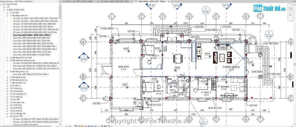 full kiến trúc revit biệt thự,biệt thự revit 9.5x17.5m,file revit biệt thự,Bản vẽ revit biệt thự mái thái,bản vẽ biệt thự 1 tầng