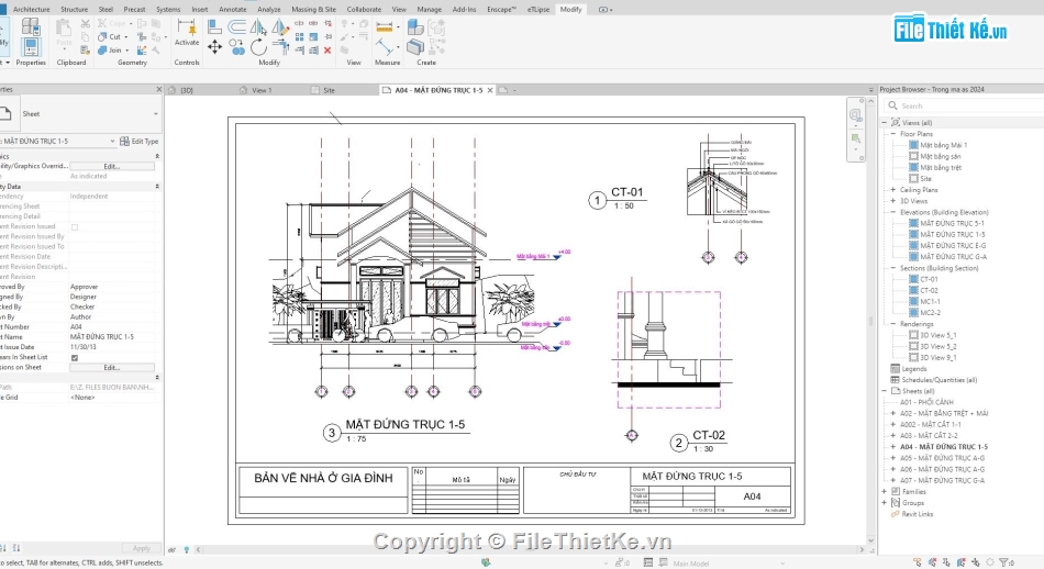 nhà cấp 4,nhà cấp 4 nông thôn,revit nhà cấp 4,bản vẽ nhà cấp 4