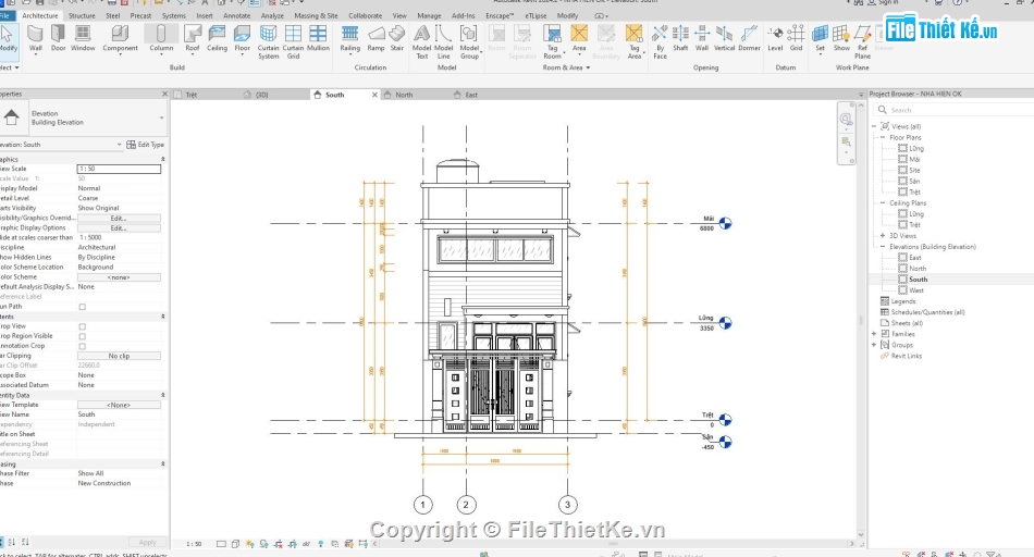 nhà gác lửng,gác lửng,nhà phố,Revit nhà phố gác lửng