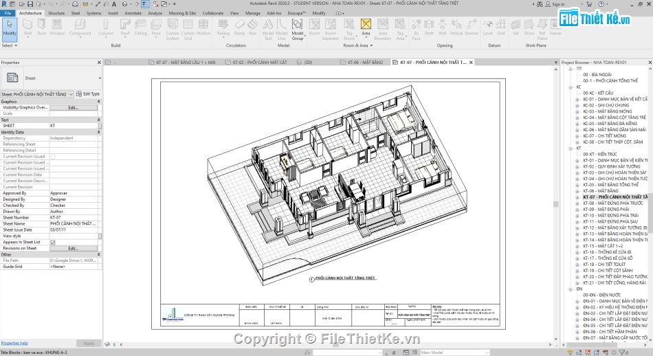 Revit biệt thự 1 tầng mái Nhật,Biệt thự 1 tầng mái Nhật 9.1x15m,File revit biệt thự 1 tầng,Bản vẽ revit biệt thự 1 tầng,Biệt thự 1 tầng file revit