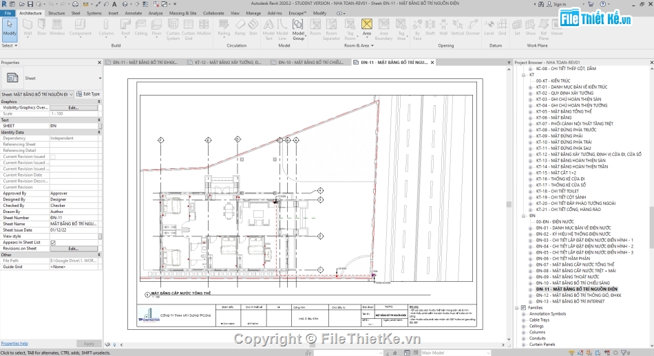 Revit biệt thự 1 tầng mái Nhật,Biệt thự 1 tầng mái Nhật 9.1x15m,File revit biệt thự 1 tầng,Bản vẽ revit biệt thự 1 tầng,Biệt thự 1 tầng file revit