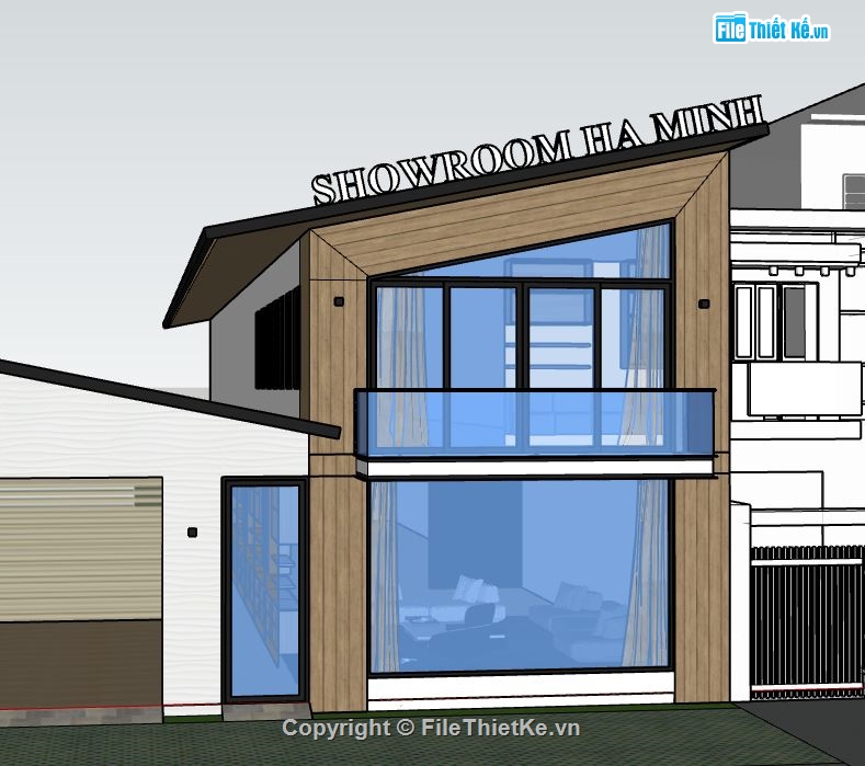 Showroom 2 tầng,model su Showroom 2 tầng,sketchup Showroom 2 tầng