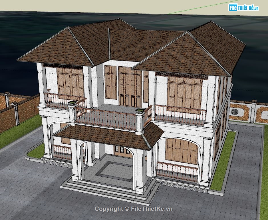 Sketchup biệt thự 2 tầng,biệt thự 2 tầng file cad,autocad biệt thự 2 tầng,biệt thự 2 tầng 12x11.2m,bản vẽ biệt thự 2 tầng