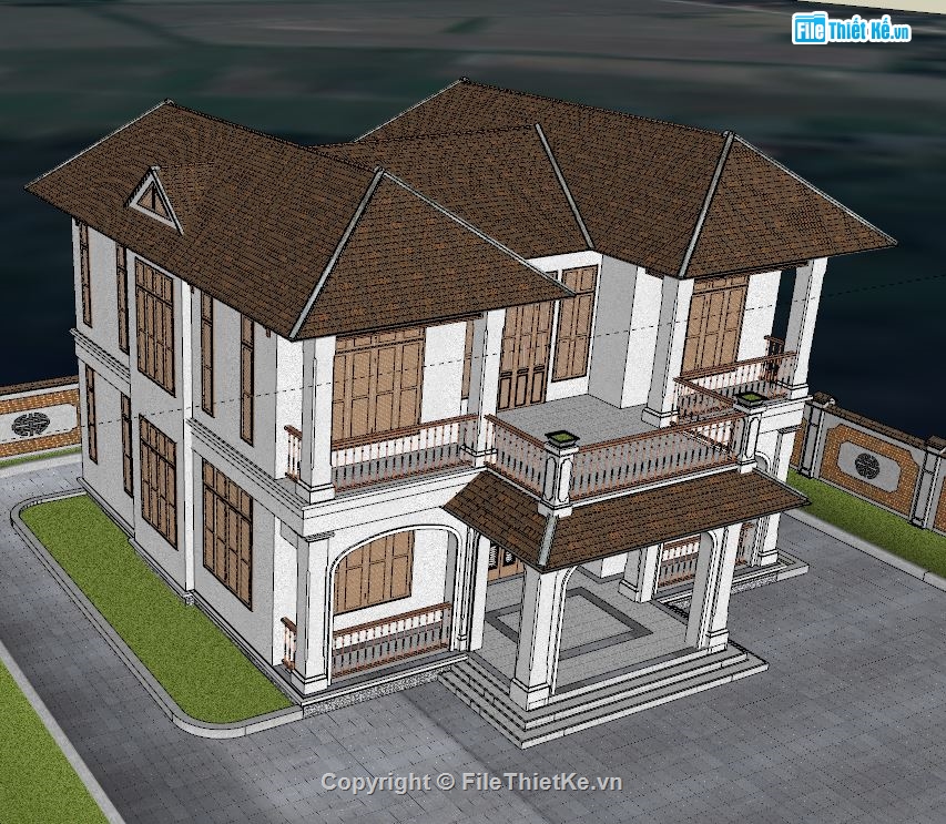 Sketchup biệt thự 2 tầng,biệt thự 2 tầng file cad,autocad biệt thự 2 tầng,biệt thự 2 tầng 12x11.2m,bản vẽ biệt thự 2 tầng