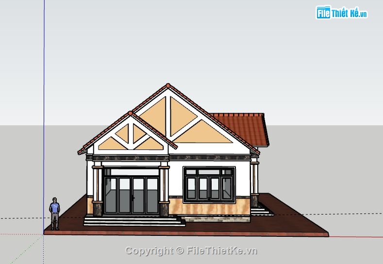 Biệt thự 1 tầng,model su biệt thự 1 tầng,biệt thự 1 tầng file su