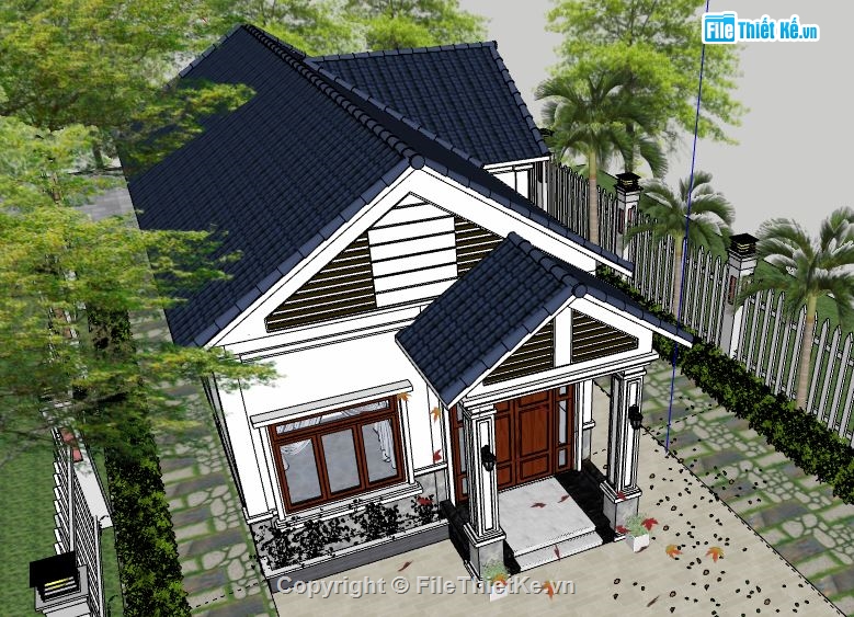 Biệt thự 1 tầng,model su biệt thự 1 tầng,sketchup biệt thự 1 tầng