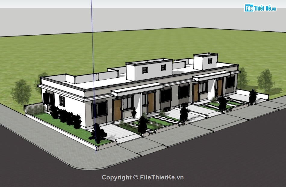 biệt thự 1 tầng,sketchup biệt thự 1 tầng,model su biệt thự 1 tầng