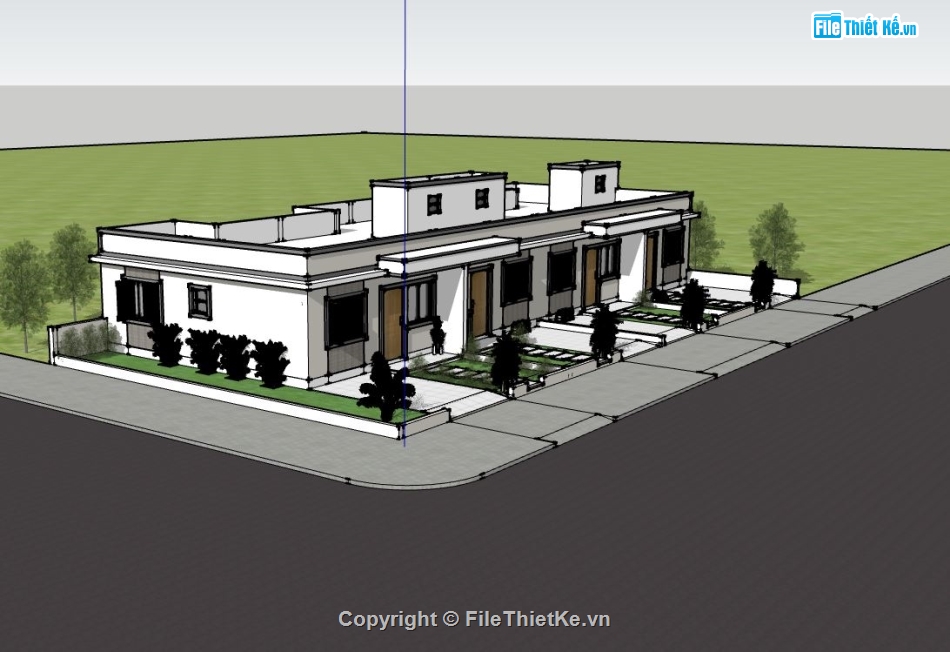 biệt thự 1 tầng,sketchup biệt thự 1 tầng,model su biệt thự 1 tầng