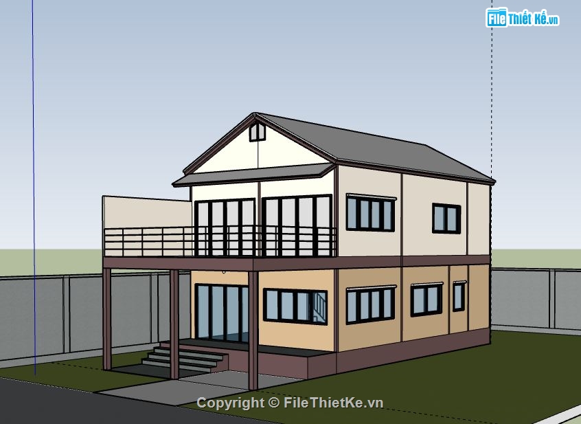 Biệt thự 2 tầng,file su biệt thự 2 tầng,biệt thự 2 tầng sketchup