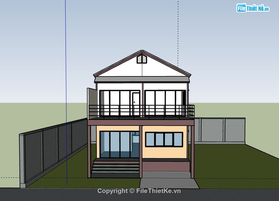 Biệt thự 2 tầng,file su biệt thự 2 tầng,biệt thự 2 tầng sketchup