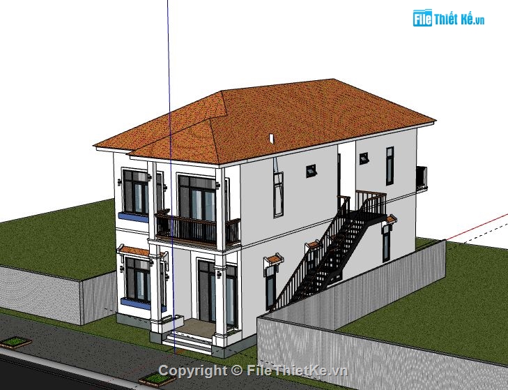 Biệt thự 2 tầng,model su biệt thự 2 tầng,biệt thự 2 tầng file su