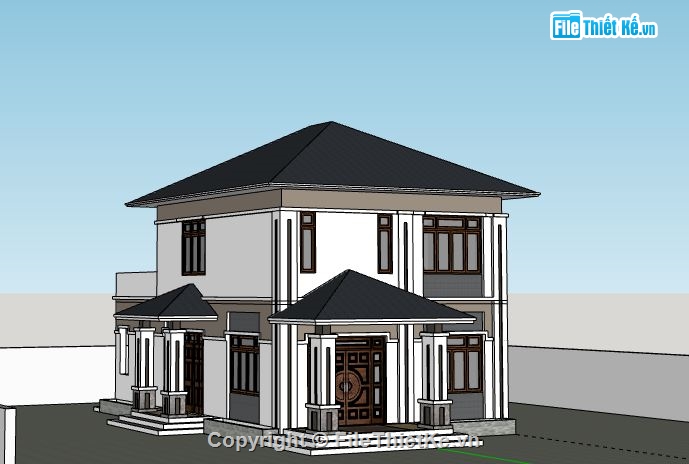 Biệt thự 2 tầng,model su biệt thự 2 tầng,file sketchup biệt thự 2 tầng