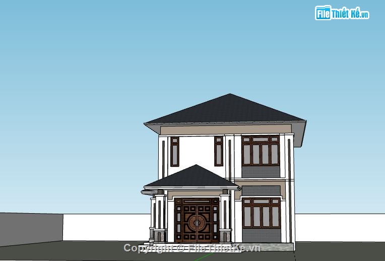 Biệt thự 2 tầng,model su biệt thự 2 tầng,file sketchup biệt thự 2 tầng