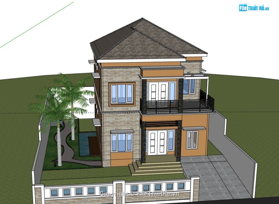 Biệt thự 2 tầng,model su biệt thự 2 tầng,biệt thự 2 tầng sketchup