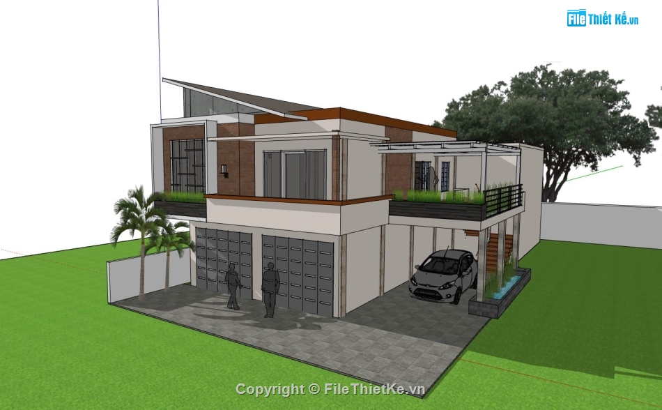 biệt thự hiện đại,sketchup biệt thự,file su biệt thự 2 tầng,biệt thự 2 tầng sketchup