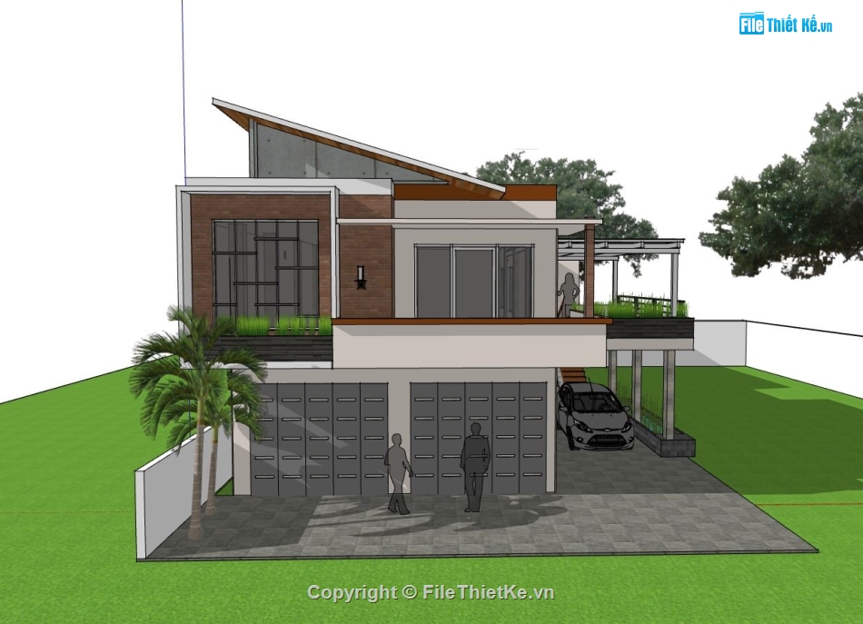 biệt thự hiện đại,sketchup biệt thự,file su biệt thự 2 tầng,biệt thự 2 tầng sketchup