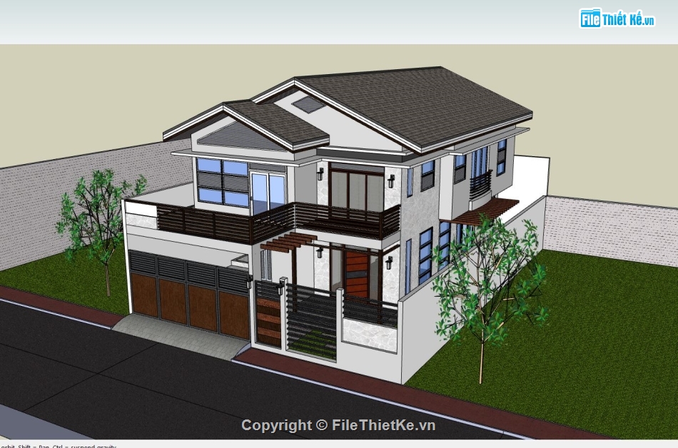 biệt thự 2 tầng,sketchup biệt thự 2 tầng,model su biệt thự 2 tầng