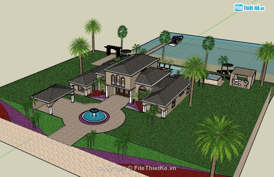 biệt thự 2 tầng,sketchup biệt thự 2 tầng,model su biệt thự 2 tầng