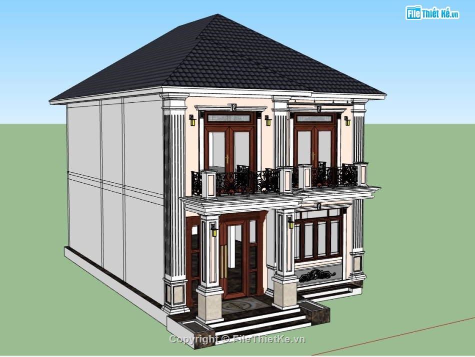 biệt thự 2 tầng,model su biệt thự 2 tầng,sketchup biệt thự 2 tầng