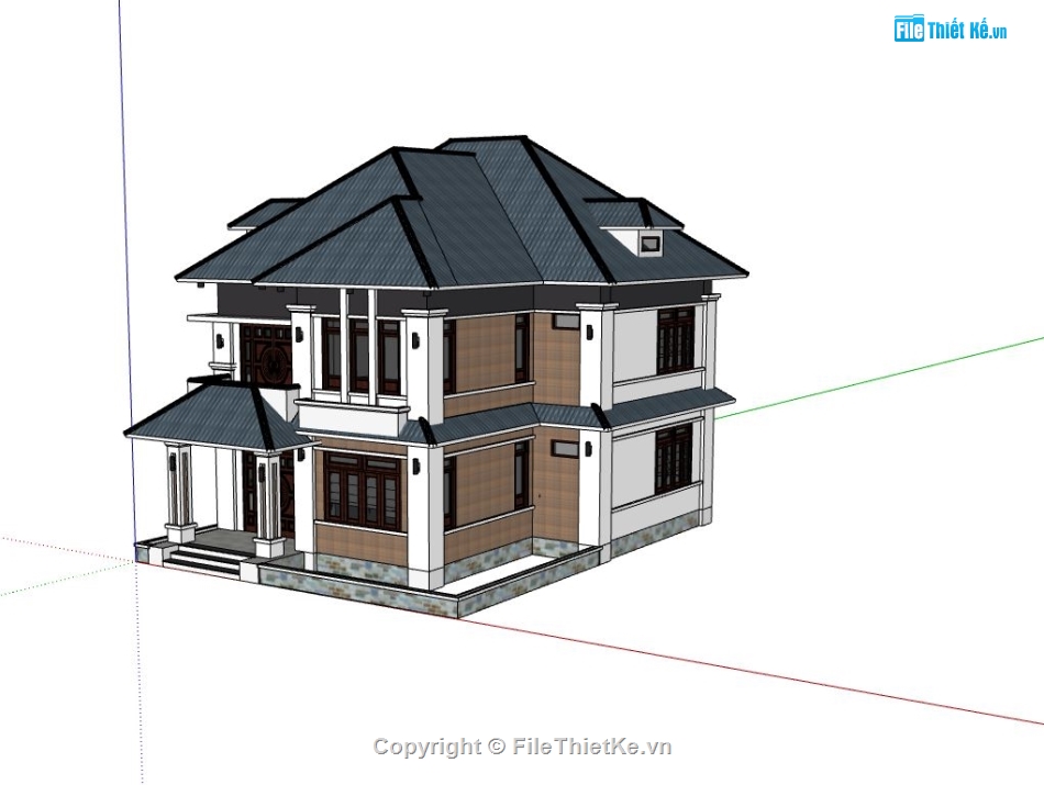 biệt thự 2 tầng,biệt thự đẹp 2 tầng,biệt thự 2 tầng đẹp,sketchup biệt thự 2 tầng