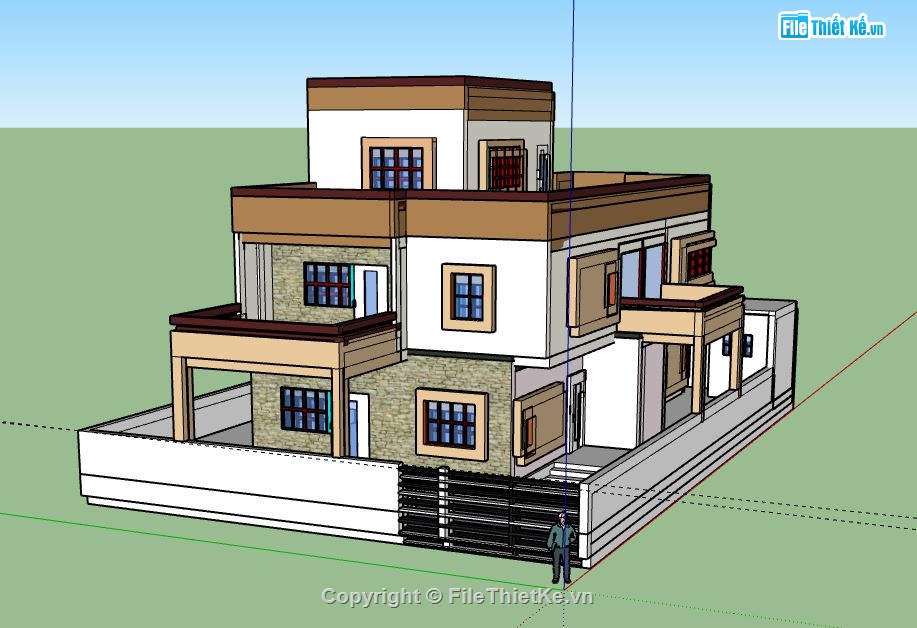 Biệt thự 3 tầng,model su biệt thự 3 tầng,sketchup biệt thự 3 tâng