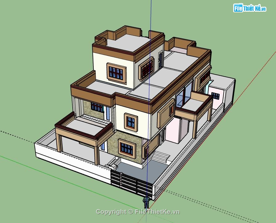 Biệt thự 3 tầng,model su biệt thự 3 tầng,sketchup biệt thự 3 tâng