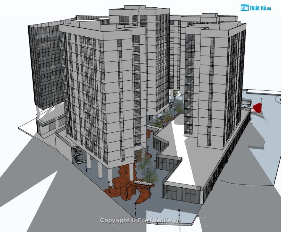 dựng sketchup trung tâm thương mại,trung tâm thương mại hiện đại file su,file su thiết kế trung tâm thương mại