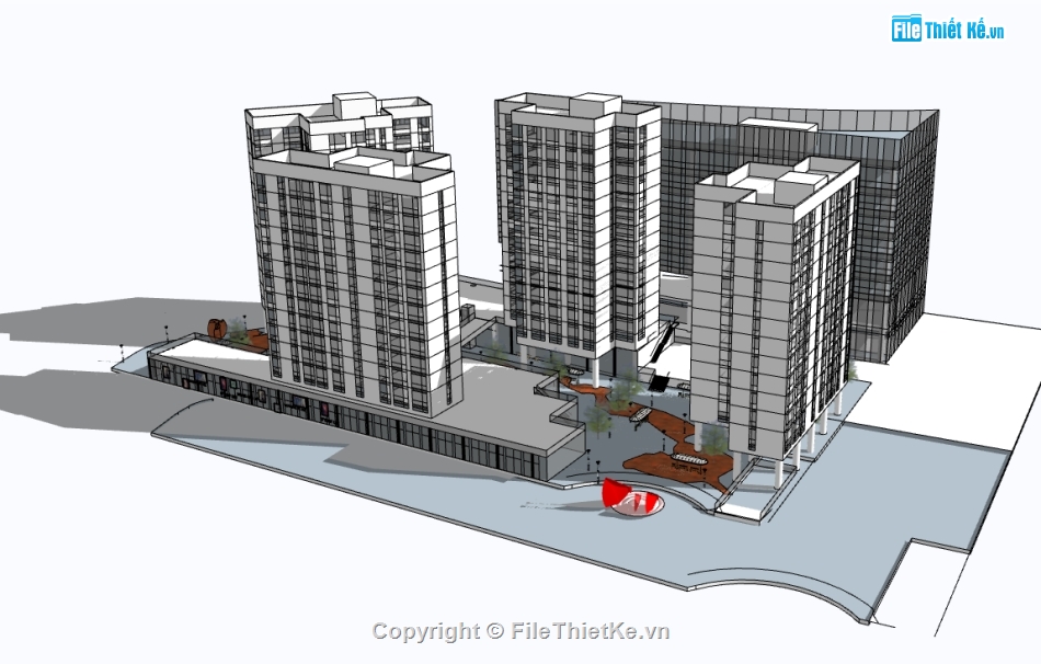 dựng sketchup trung tâm thương mại,trung tâm thương mại hiện đại file su,file su thiết kế trung tâm thương mại