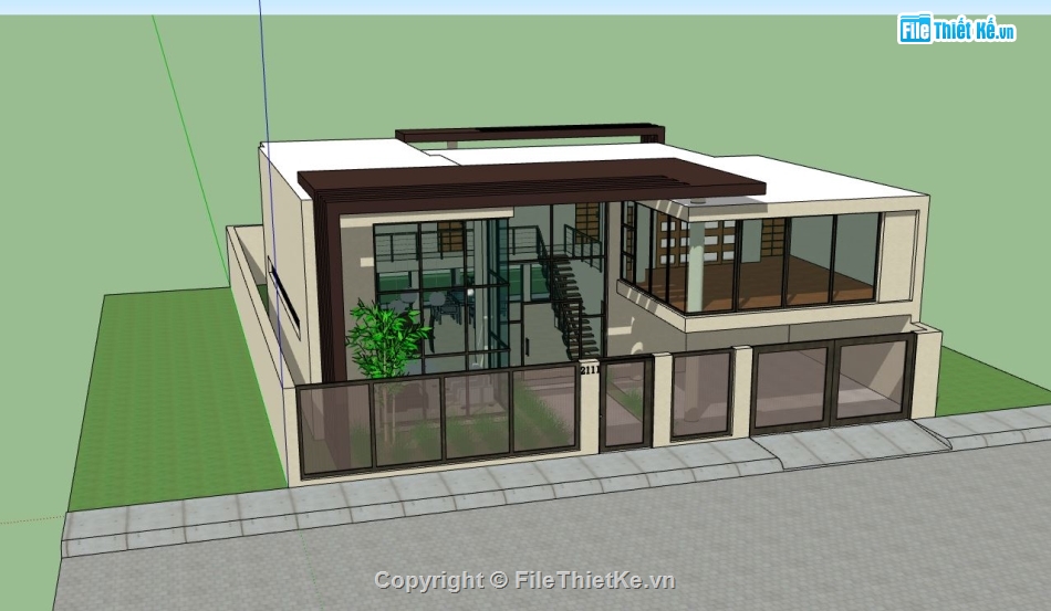 mẫu biệt thự 2 tầng,sketchup biệt thự 2 tầng,biệt thự 2 tầng