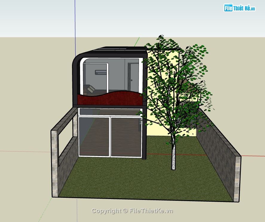 nhà 2 tầng đơn giản,mẫu nhà phố 2 tầng,sketchup nhà phố 2 tầng