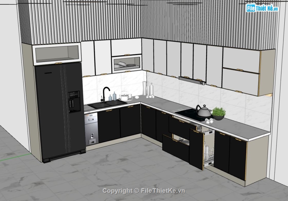 phòng bếp,Sketchup bếp,nội thất phòng bếp,Sketchup mẫu nội thất,Sketchup phòng bếp