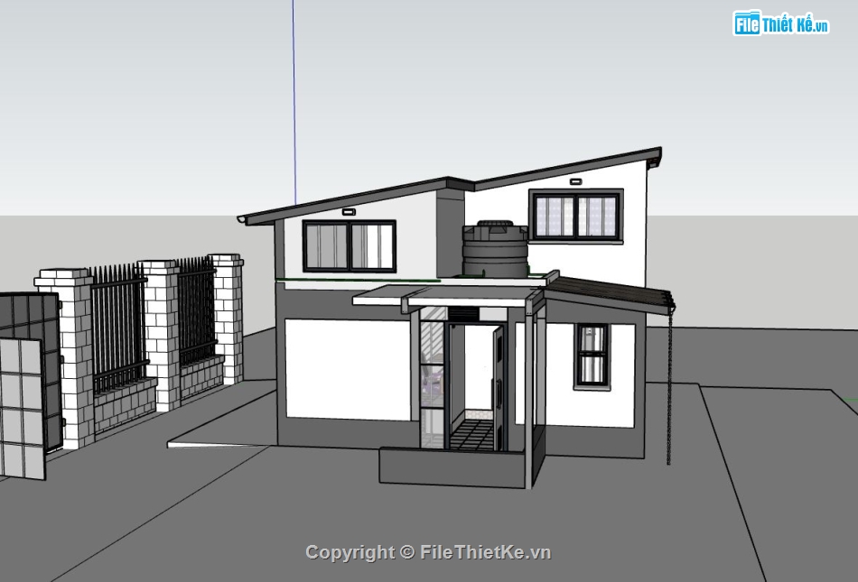 nhà cấp 4,nhà cấp 4 đơn giản,sketchup nhà cấp 4