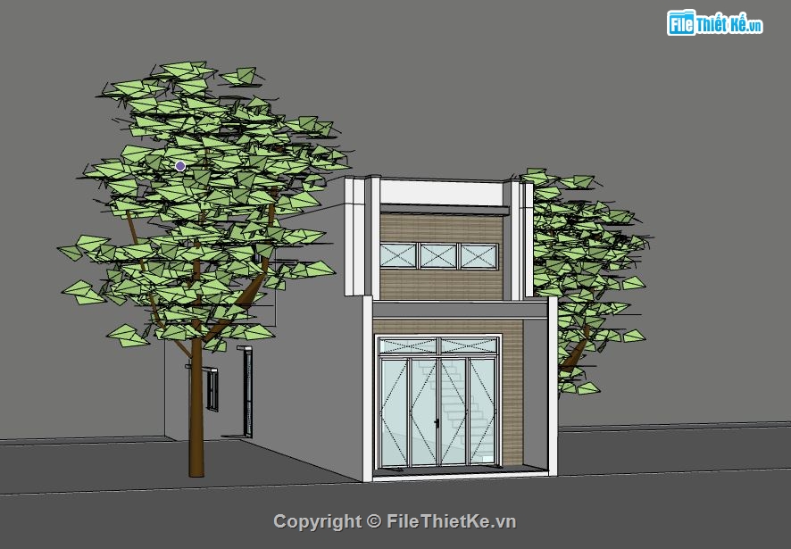 Nhà phố 1 tầng,model su nhà phố 1 tầng,sketchup nhà phố 1 tầng