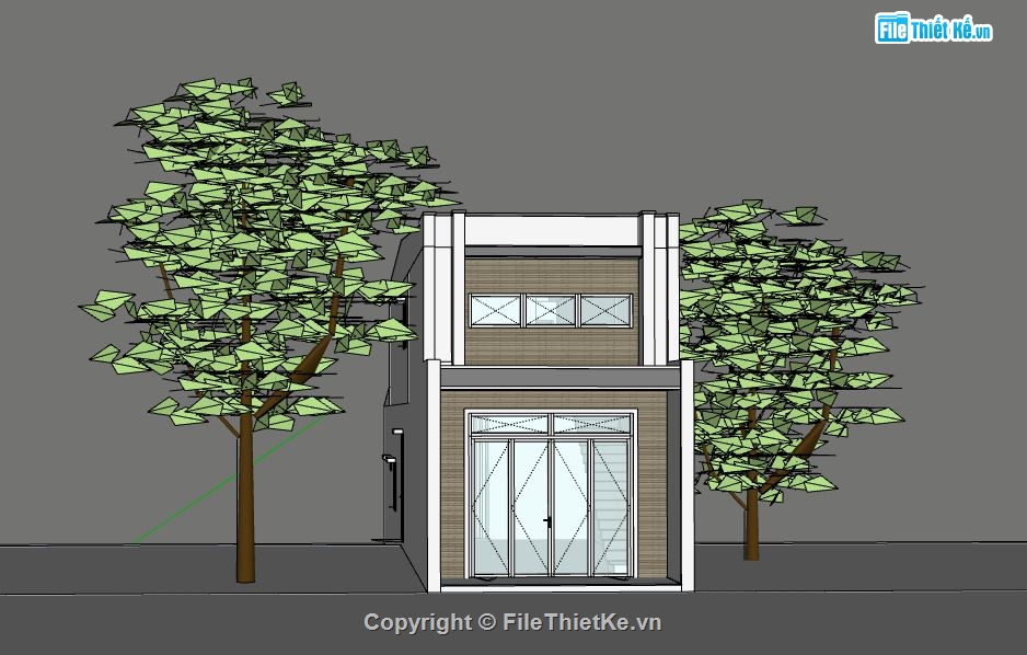 Nhà phố 1 tầng,model su nhà phố 1 tầng,sketchup nhà phố 1 tầng