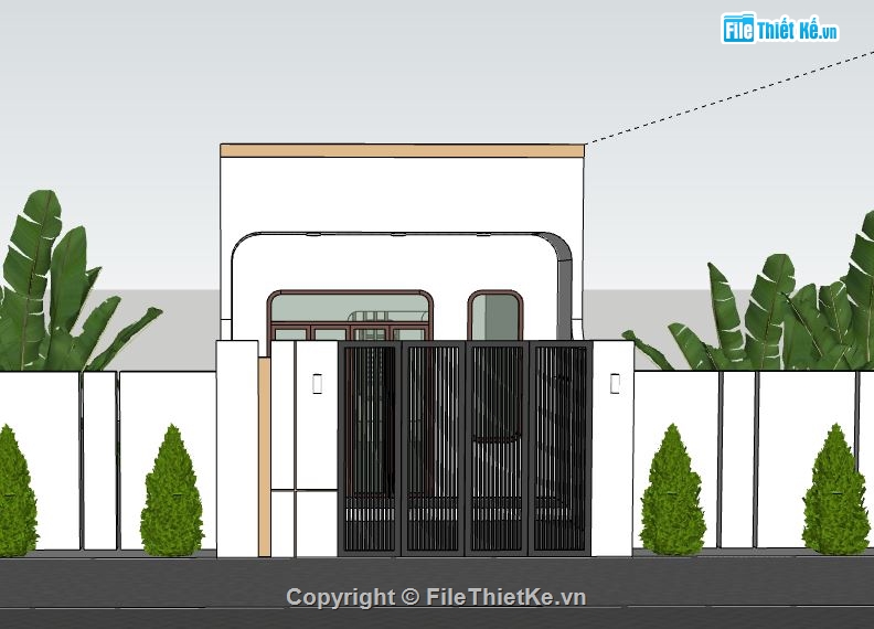 nhà phố 1 tầng,model su nhà phố 1 tầng,sketchup nhà phố 1 tầng