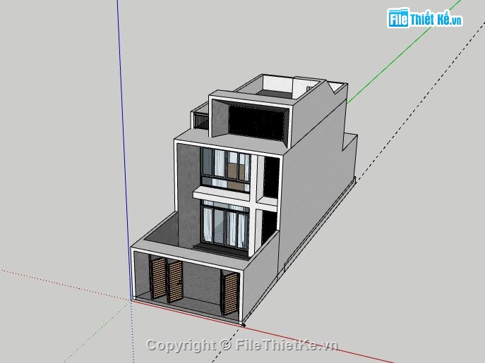 nhà phố 2 tầng 1 tum 6,Nhà phố 2 tầng,sketchup nhà phố 2 tầng