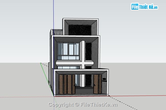 nhà phố 2 tầng 1 tum 6,Nhà phố 2 tầng,sketchup nhà phố 2 tầng