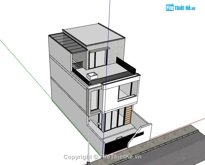 Nhà phố 2 tầng 1 tum,Model su nhà phố 2 tầng,sketchup nhà phố 2 tầng