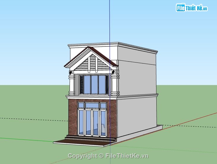 Nhà phố 2 tầng,model su nhà phố 2 tầng,sketchup nhà phố 2 tầng