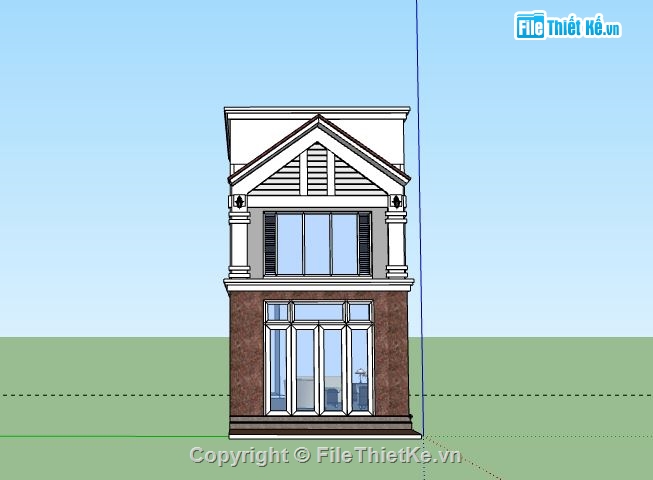 Nhà phố 2 tầng,model su nhà phố 2 tầng,sketchup nhà phố 2 tầng