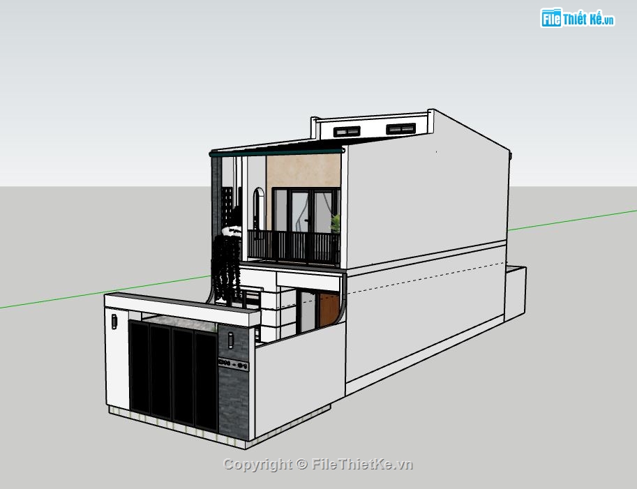 Nhà phố 2 tầng,model su nhà phố 2 tầng,model sketchup nhà phố 2 tầng hiện đại