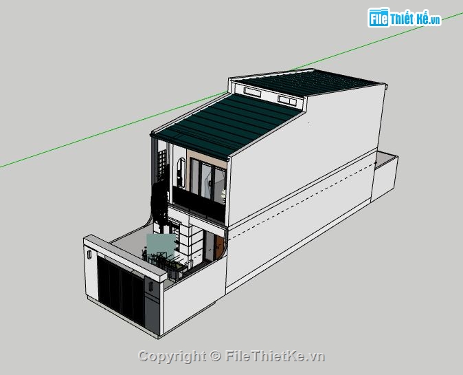 Nhà phố 2 tầng,model su nhà phố 2 tầng,model sketchup nhà phố 2 tầng hiện đại