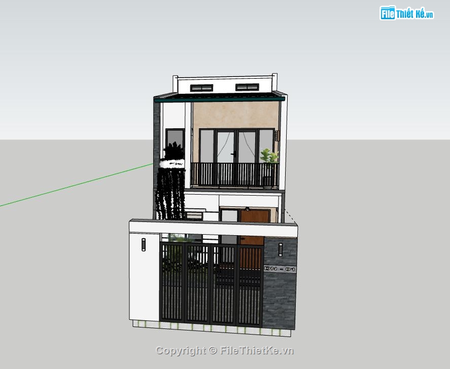 Nhà phố 2 tầng,model su nhà phố 2 tầng,model sketchup nhà phố 2 tầng hiện đại