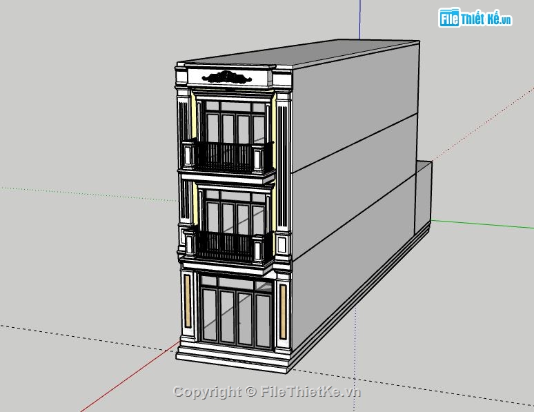 Nhà phố 2 tầng,model su nhà phố 2 tầng,file sketchup nhà phố 2 tầng