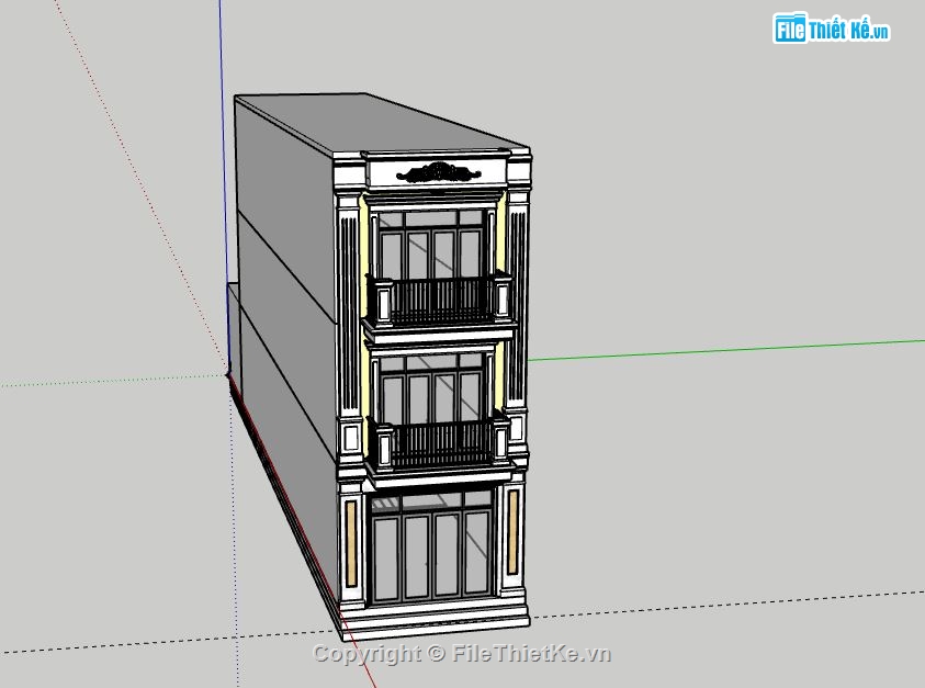 Nhà phố 2 tầng,model su nhà phố 2 tầng,file sketchup nhà phố 2 tầng