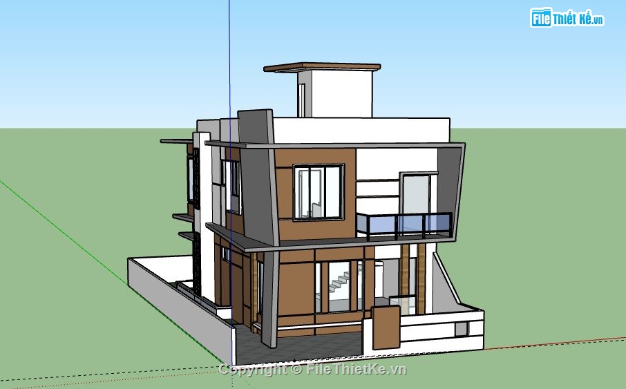 Nhà phố 2 tầng,model su nhà phố 2 tầng,sketchup nhà phố 2 tầng