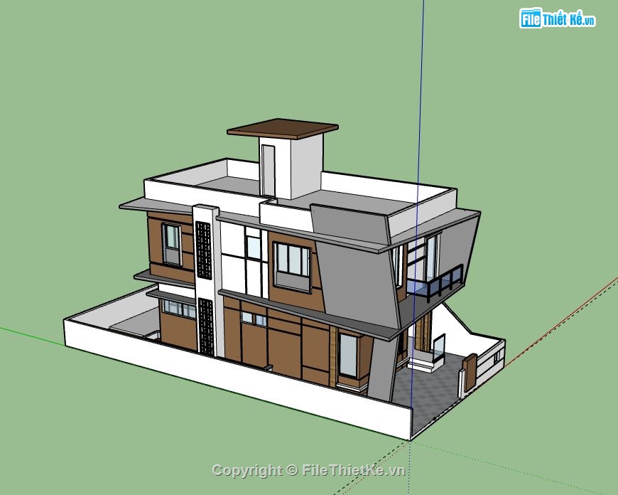 Nhà phố 2 tầng,model su nhà phố 2 tầng,sketchup nhà phố 2 tầng